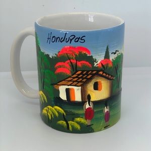 Honduras Hand Painted Village Ceramic Coffee Mug.